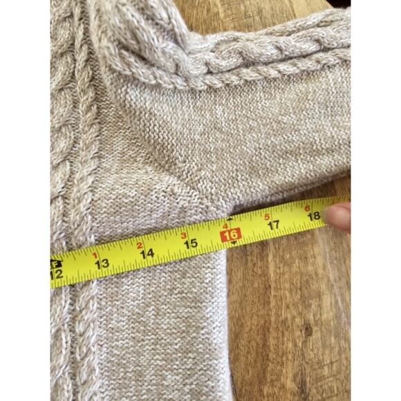 L.L Bean Cableknit Cardigan Sweater Full Zip Women's Size S Beige Preppy - Picture 3 of 8